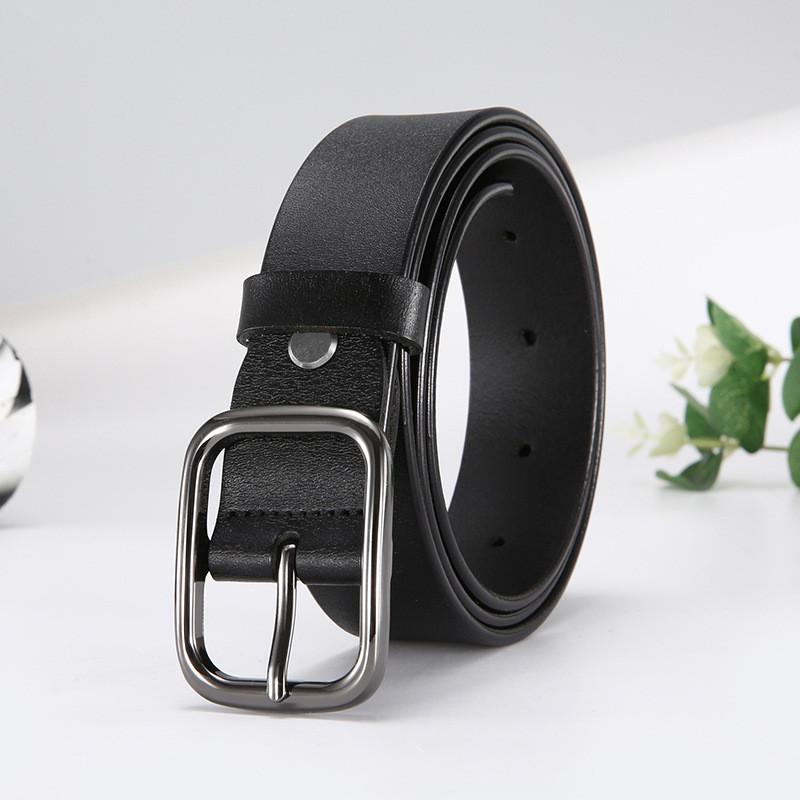 Classic Genuine Leather Womens Belt With Zinc Alloy Square Buckle For Casual Office Wear