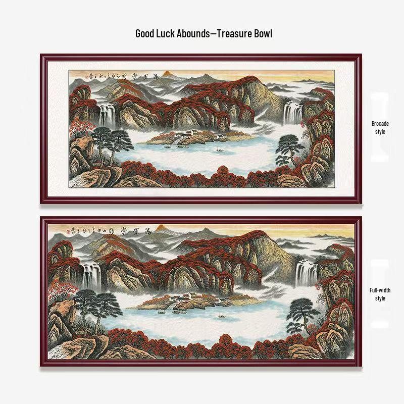 West Wall Calligraphy & Landscape Painting for Living Room Decor