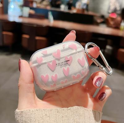 INS Cute Heart Earphone Case For AirPods Pro 2nd Case Glitter Shiny Clear TPU for Air Pods 1 2 3 Bluetooth Earphone Charging Box
