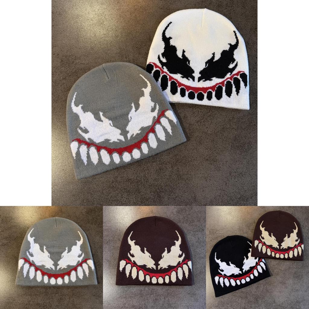 Venom Fashion Knit Cap Casual Streetwear With Acrylic Material For Autumn Winter Warmth