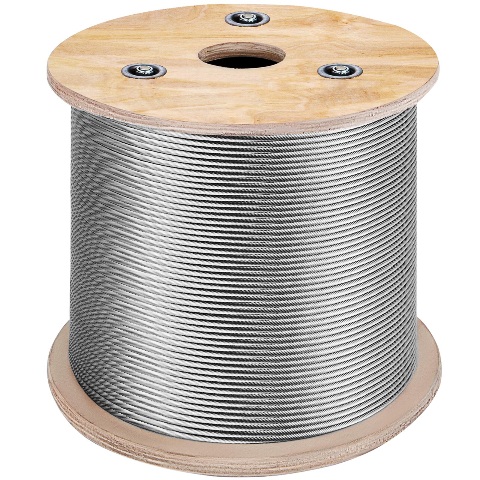 

SucceBuy T316 Stainless Steel Cable 7x7 Steel Wire Rope 500FT Cable Railing Transport Wire Rope Cable for Railing Decking DIY 152M x 3.2MM