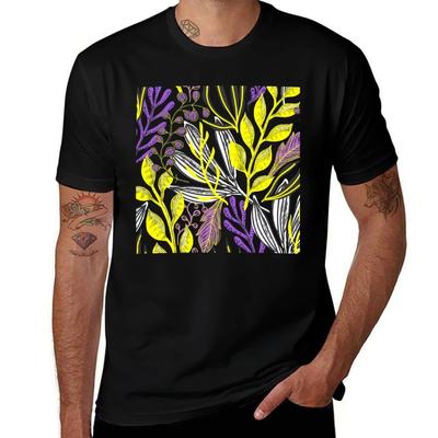 Plants Background Nonbinary Nonbinary Pride TShirt Big and Tall Basic Tee Shirt