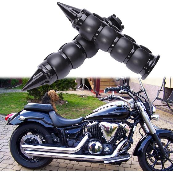 Pair Of 1" Dual Black Motorcycle Bar End Hand Grips Handlebar For Cruisers Harley Yamaha Suzuki