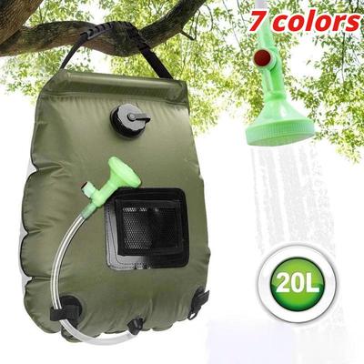 Sacche per l'acqua 20L Campeggio esterna Escursionismo Borsa per doccia solare Riscaldamento Doccia da campeggio Arrampicata Borsa per idratazione Tubo flessibile Soffione doccia commutabile
