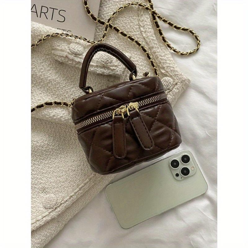 2024 New Embroidery Thread Mini White Handheld, Shoulder/Crossbody Bag with Leather Buckle and Zipper
