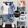 Trendy Summer Street Style Boys' Polo Shirt & Shorts Set - 2025