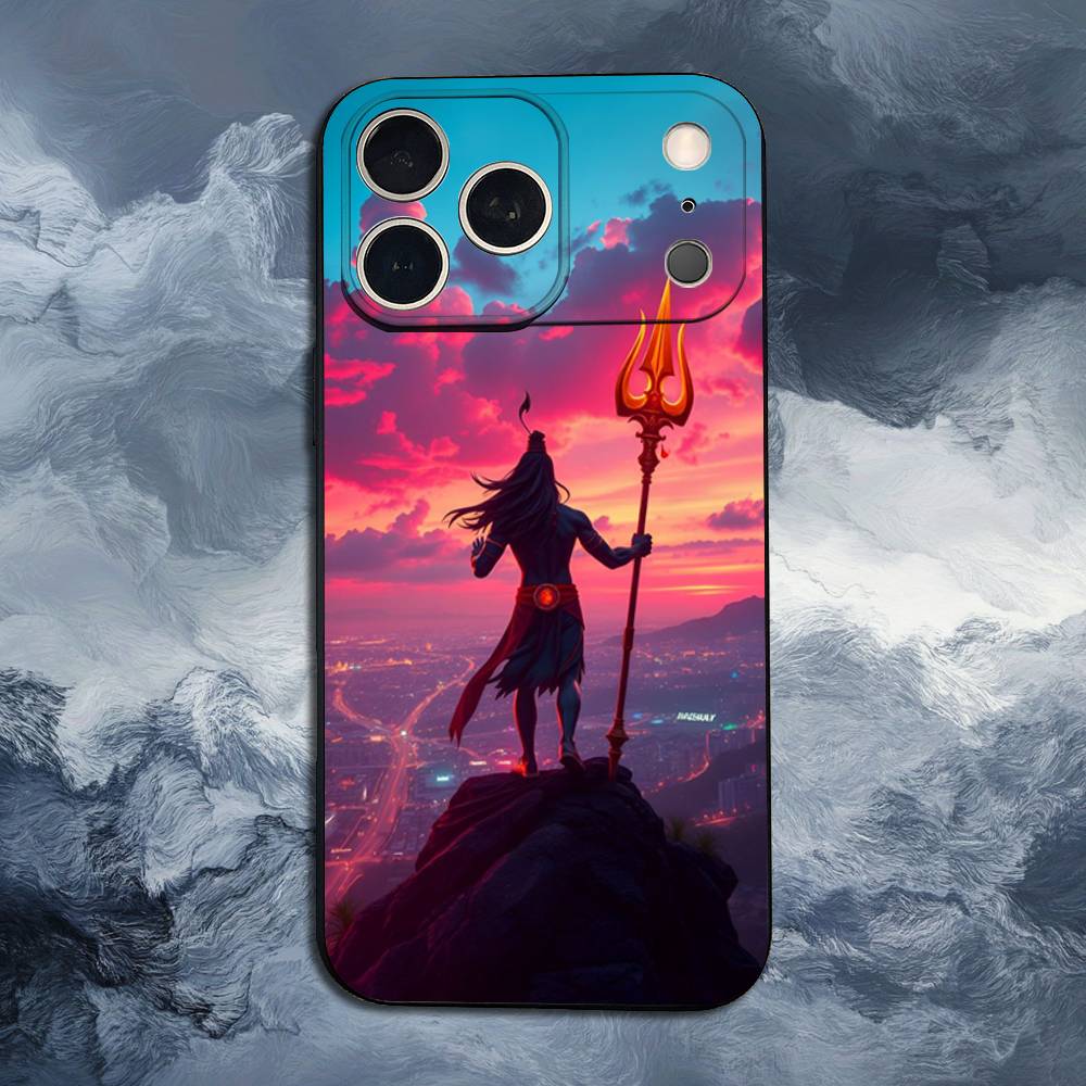 Lord Shiva Mahadevs of Indiav Case For iPhone 12,14,15,16,17,13,11,X,Mini,Plus,Pro Max,8,7,XR,SE,XS,Soft Silicone Black