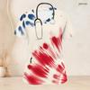 Women Plus Size V Neck Short Sleeve Scrub Top Spiral Tie Dye Patriotic Red White Blue Print Nurse Uniform Top