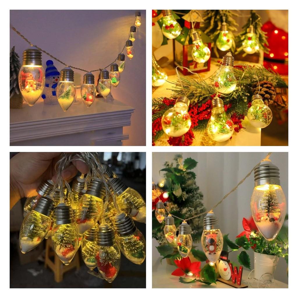 Christmas Tree Led Snow Globe Bulb String Lights For Indoor Outdoor White Warm
