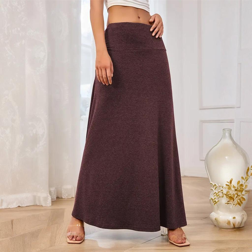Women's Elegant And Fashionable Knitted -color Midi Skirt