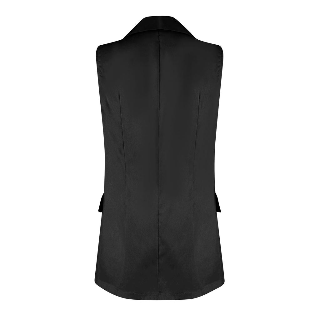 Ladies Summer Suit Jacket Work Casual Sleeveless V-Neck Single Button Solid Color Suit Vest