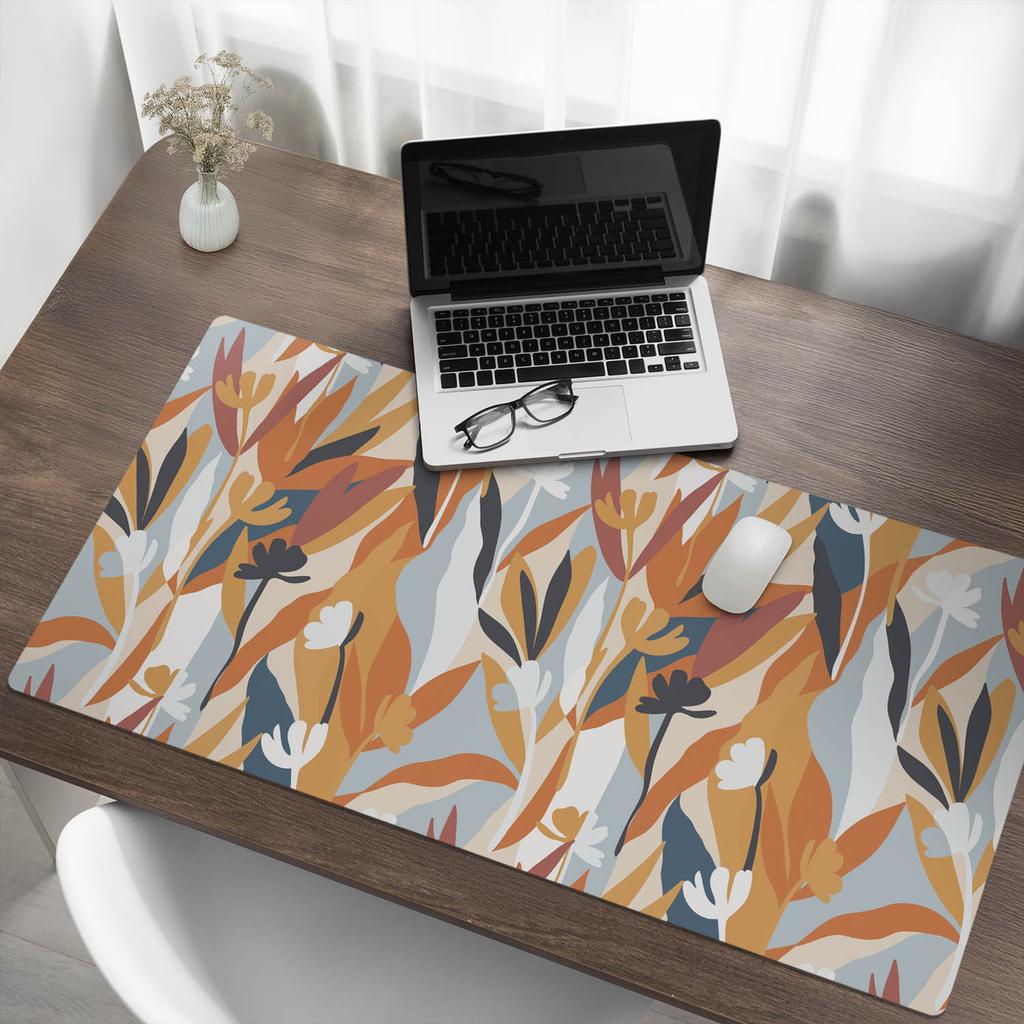 Vinyl Desk Mat with Stylish Abstract Leaves Print 120x60 cm