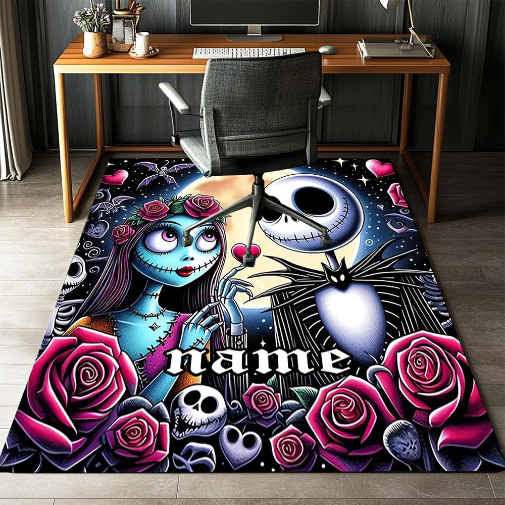 Custom Name The Nightmare Before Christmas Printed Carpet,Rug for Office Chair Living Room Bedroom Kitchen Room Decor Gifts.