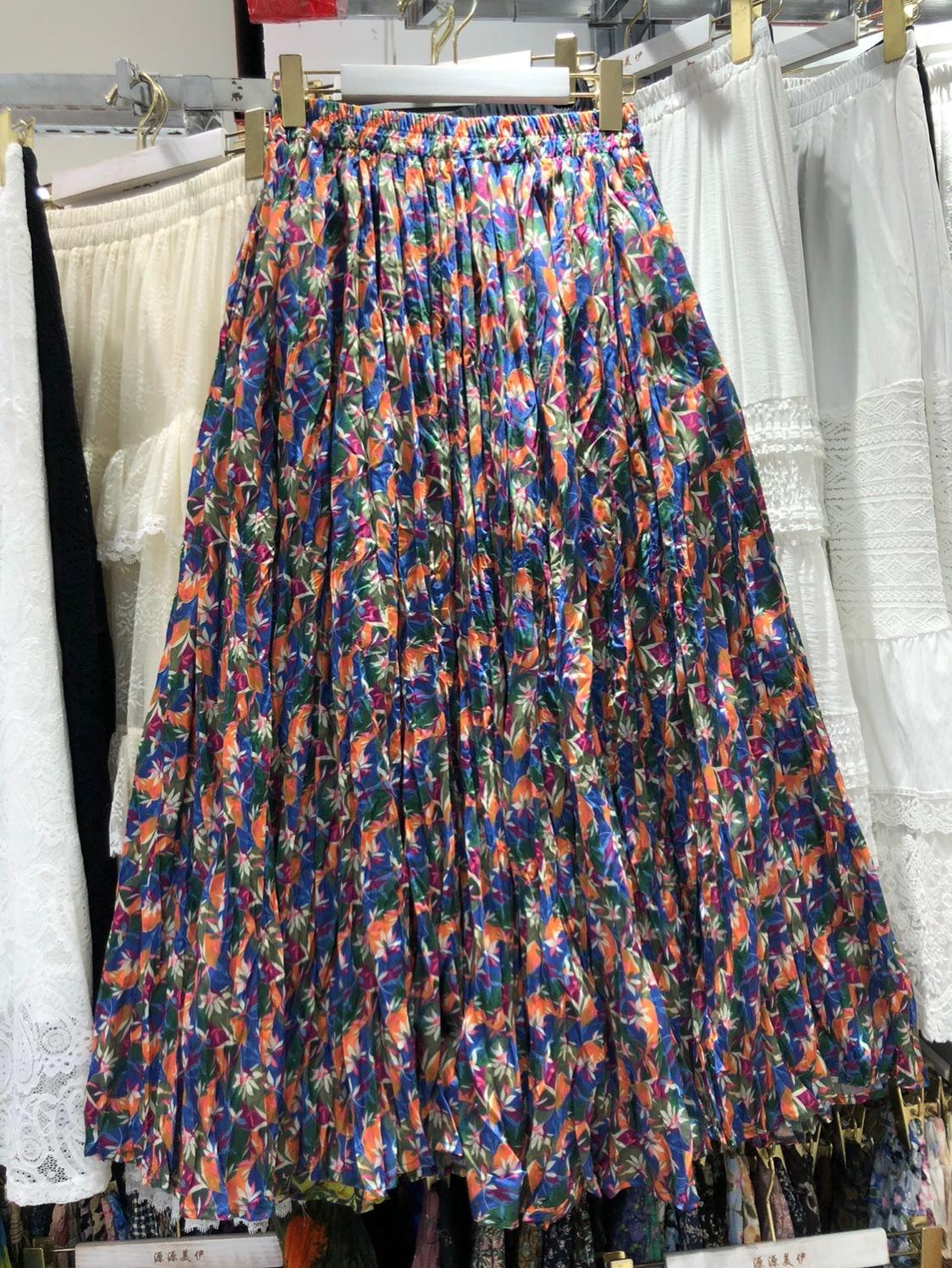 

Юбка в праздничном стиле с милым цветочным принтом, омолаживающая, с эластичным карманом, с напечатанным рисунком, плиссированная, свободная и тонкая, с большим маятником one size fits all