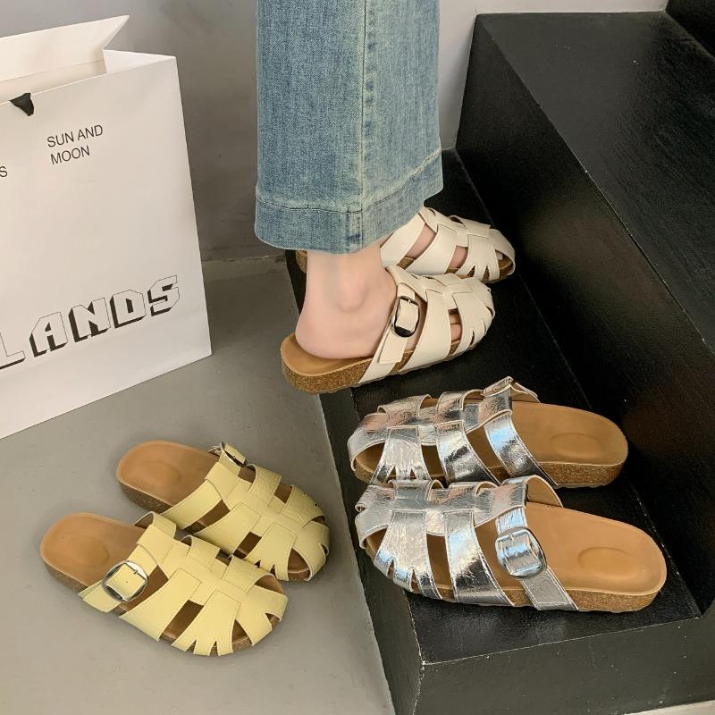 Retro Pig Cage Thick-bottomed Sandals Female Summer New Outer Wear Hollow Lazy Bag Head Half Slippers