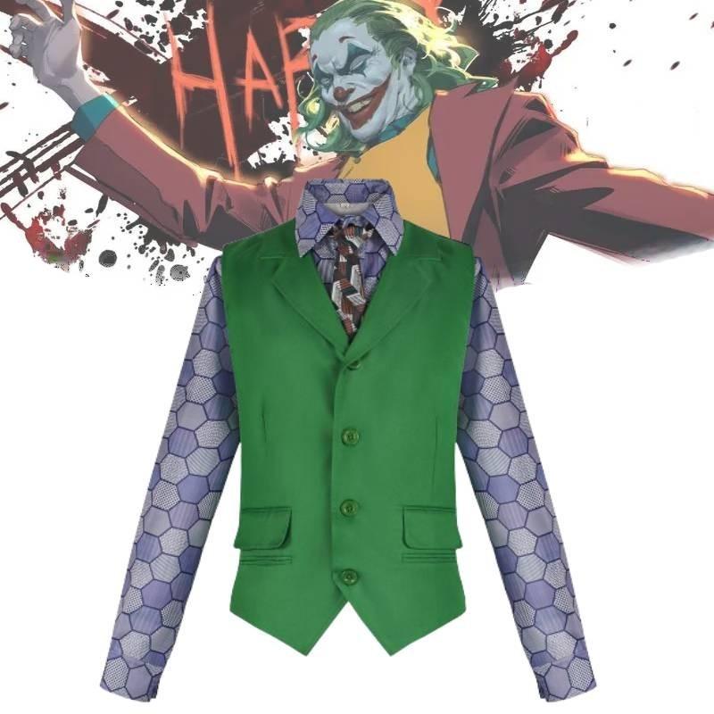 Kostým Temného rytíře Jokera Klauna se sadou košile, vesty a kravaty pro Halloweenské Cosplay