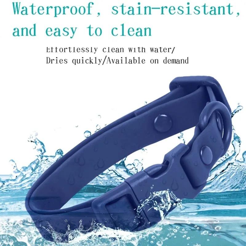Waterproof PVC Dog Collar Soft Plastic Rubber Puppy Collar with Safety Buckle Adjustable Pet Collars for Small Medium Large Dogs