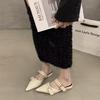 Sexy Pointed Toe Women Mules Slippers Slingback Sandals Designer Summer New Shoes 2025 Woman Flats Trend Dress Buckle Sandalias