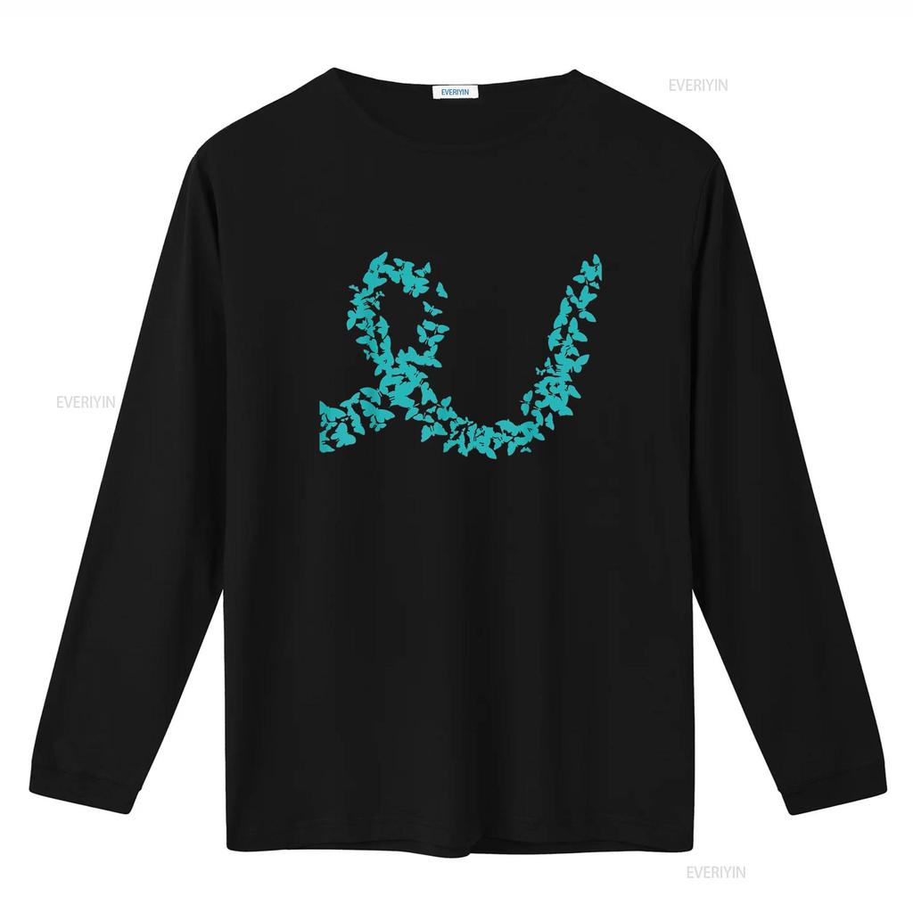 Damen Petrolfarbenes Band Eierstockkrebs-Aufklärung T-Shirt Schwarz Vintage Gewaschen Lässig Atmungsaktiv Bequem Designer Kleidung homme