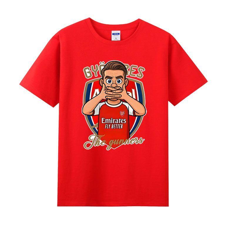 Sommer Herren Buchstaben Cartoon Porträt Bedrucktes Rundhals T-Shirt Neutral 100% Baumwolle Kurzarm Fußballfan Top Große Größe