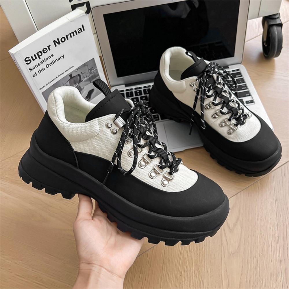 Fashion Sneakers Men's Spring and Autumn Outdoor Hiking Shoes Retro Workwear Shoe Thick Soled Height Increasing Sports Leisure Shoes Men