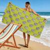 Cartoon Elefantenmuster Grünes Strandtuch Schnell trocknendes Strandtuch für Reisen, Outdoor-Sport, Joggen, Strand und Schwimmen