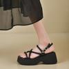Modeplattformssandaler med korsade remmar för kvinnor Sommar 2024 Tjock botten Gladiator-skor Dam Casual Halkfria Kilsandaler