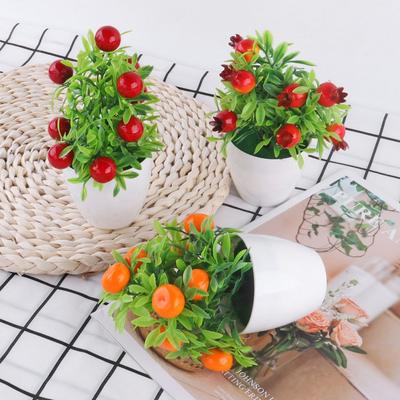 Heimdekoration Granatapfel Chili Orange Beeren Künstliche Pflanzen Bonsai Obstbaum Topfpflanze