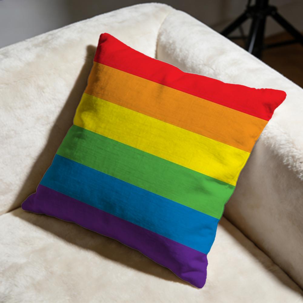 Homosexual Rainbow Flag Cushion Cover Soft Decorative Pillow Case Suitable for Bedroom Sofa Car Travel Use