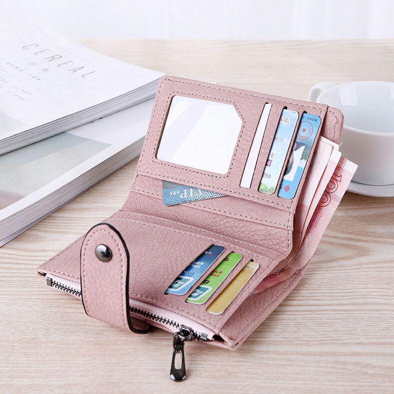 Women's Short Coin Purse: Japanese & Korean Style Multi-function Card Holder with Buckle