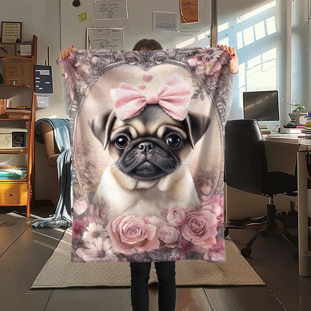 1Pc 3D Dog Puzzle Print Flannel Blanket, High quality Comfortable for All Seasons, Home Decor, Warmth and Comfort, Perfect for Gifts