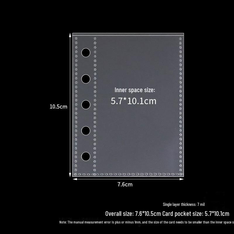 Transparent PVC A5 Loose-Leaf Planner Cover with Zipper Bag and Refill Pages
