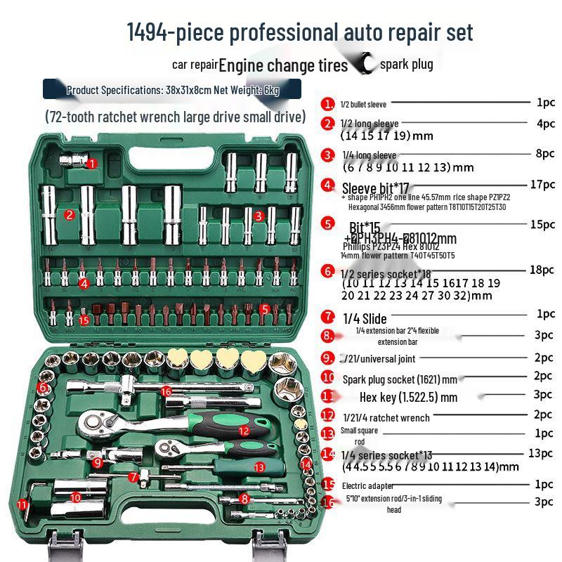 40-Piece Socket Set: Ratchet Wrench & Hex Key for Car/Motorcycle Repair