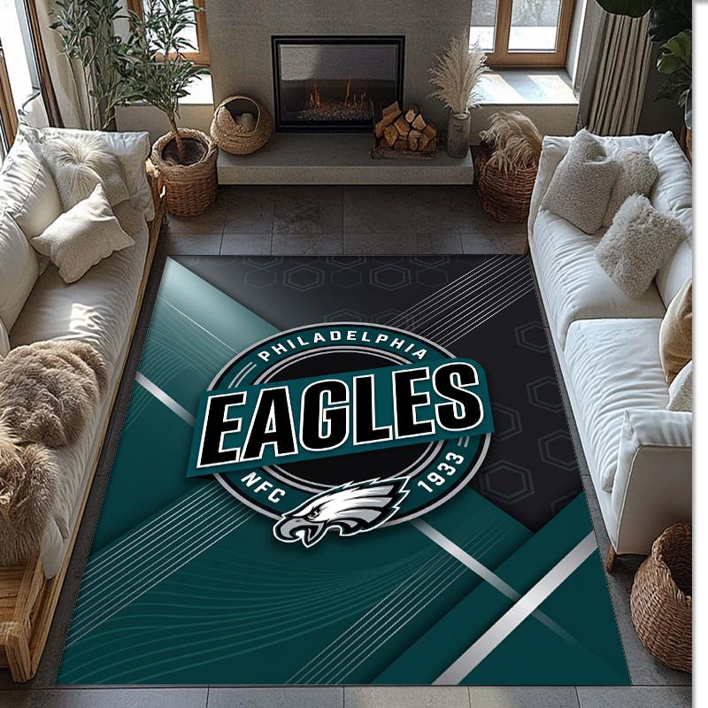 Philadelphia Eagles Kristall Samt Teppich Weich Anti?Rutschfeste Fußmatte Bequemer Wohnzimmer Schlafzimmer Dekor Teppich