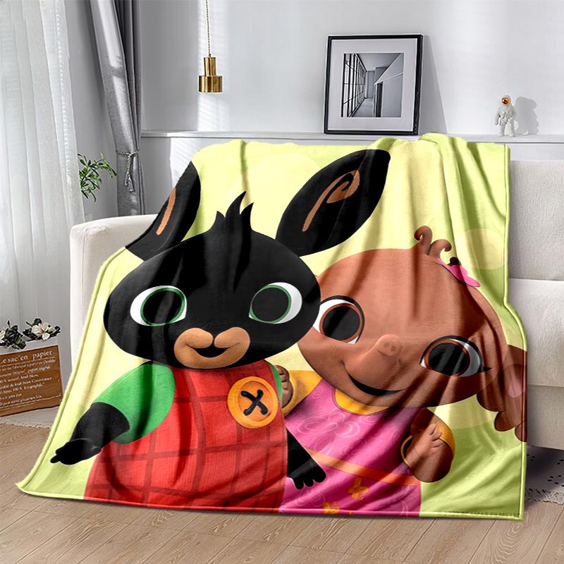 Bing Bunny Flannel Blanket Soft Warm All-Season Throw, Design for Camping, Car Travel, Hiking Sofa, Bed, Office Perfect Gift for Parties