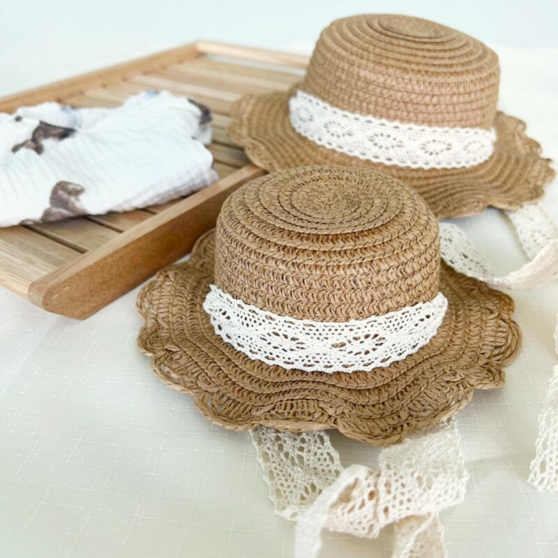 

Lace Straw Hat Puppy Cat Summer M