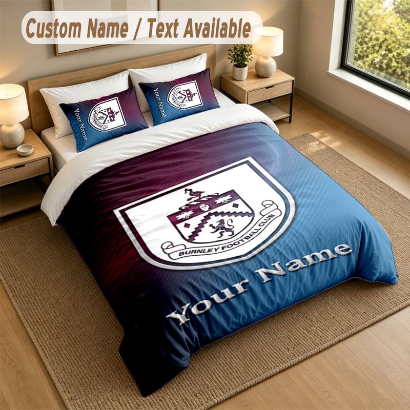 3Pcs Bedding Set Custom Name Text, 1 Sheet 2 Pillowcases Home Bed DecorBurnley Football