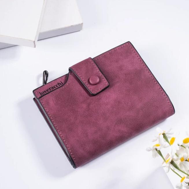 High Quality Women Wallet Revival Short Nubuck Leather Wallets for Female Three Fold Fashion Zipper Hasp Coin Purse Holders