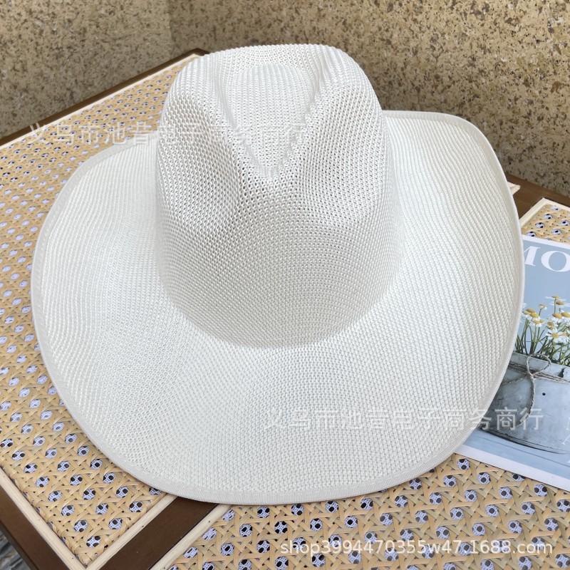 Popular straw hat men's wide brim denim sun hat women's spring and summer beach hat outdoor vacation shading sun protection hat