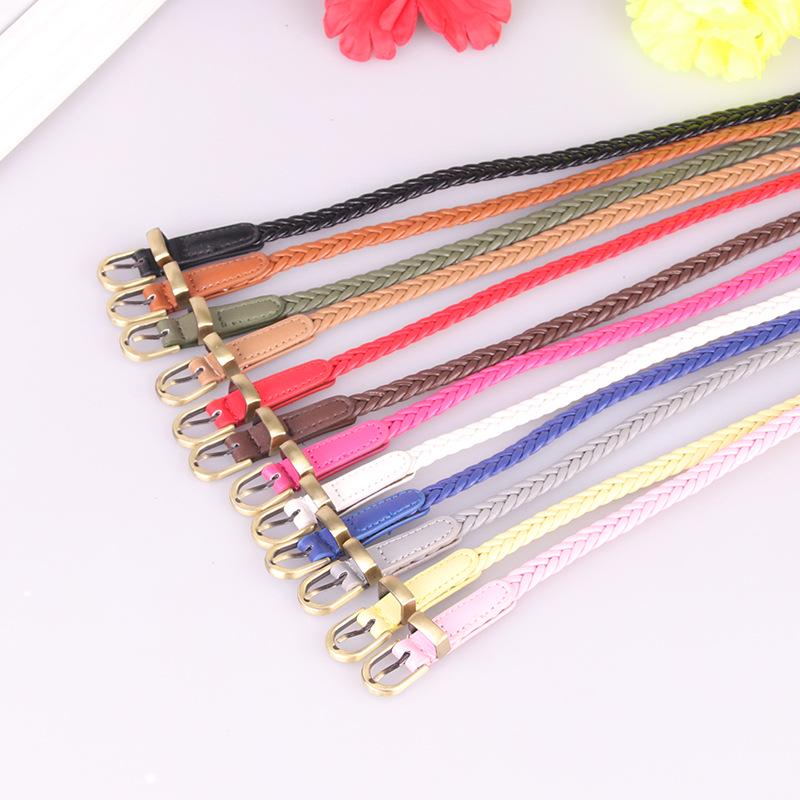 New Hand-Woven Women's Pin Buckle Thin Belt