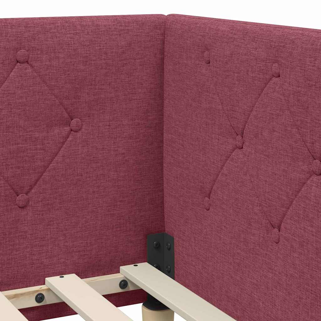 Corner Bed Frame Burgundy 80 X 200 Cm Fabric