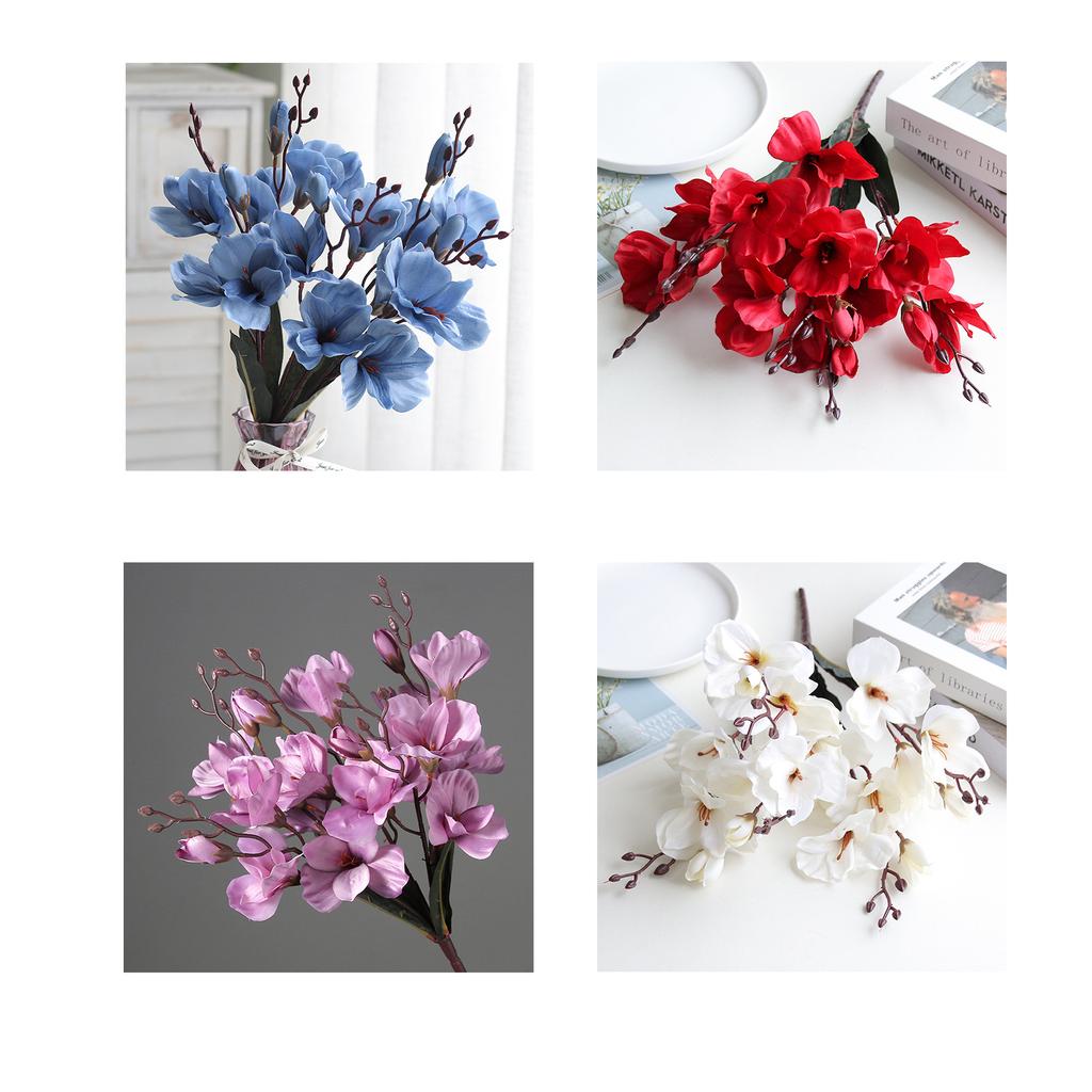 (Each bunch is approximately 43cm tall, with 20 flower heads in 5 branches) Artificial magnolia flower bouquet