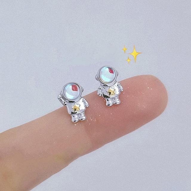 Einfache Piercing Ohrstecker für Frauen Stern Mond Zirkon 925 Silber Nadeln Tragus Knorpel Asymmetrie Pendiente Plata Schmuck