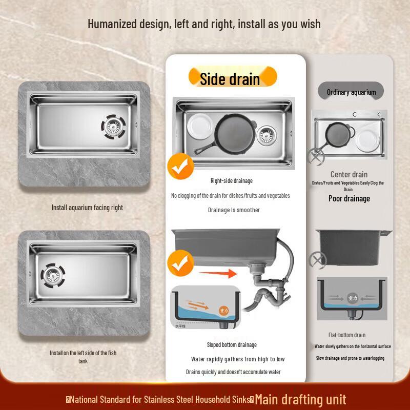OULIN 304 Stainless Steel Single Bowl Kitchen Sink with Faucet
