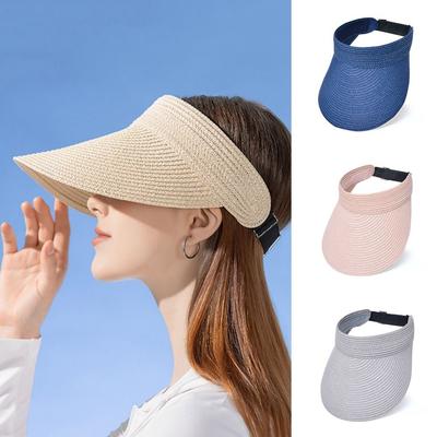 Adjustable Women's Empty Top Visor Caps Anti-UV Sun Hat Fashion Straw Hats  Unisex