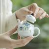 Ceramic Blue Flower Teapot Hand-drawn Kungfu Tea Set Chinese Small Capacity Teapot Hospitality Teapot Ball Hole Filter Teapots