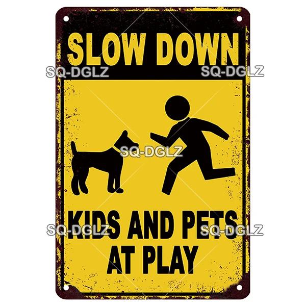 Warning Vintage Metal Sign Beware of Dog Tin Sign Shop Metal Plaque Decoration Plate Decor For Pub Bar Wall Decor Poster Gift