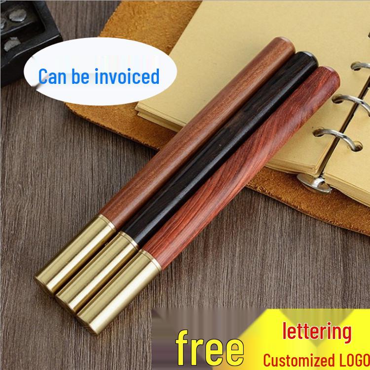 Rosewood Signature Business Pen - Sandalwood & Brass Metal Gel Ballpoint, Customizable Logo