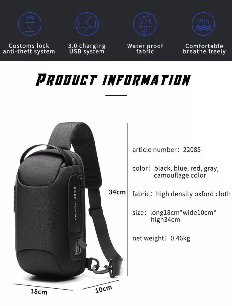 Men's Waterproof Multifunctional Chest Bag: Custom Logo, Casual Messenger, Single Shoulder Crossbody Style