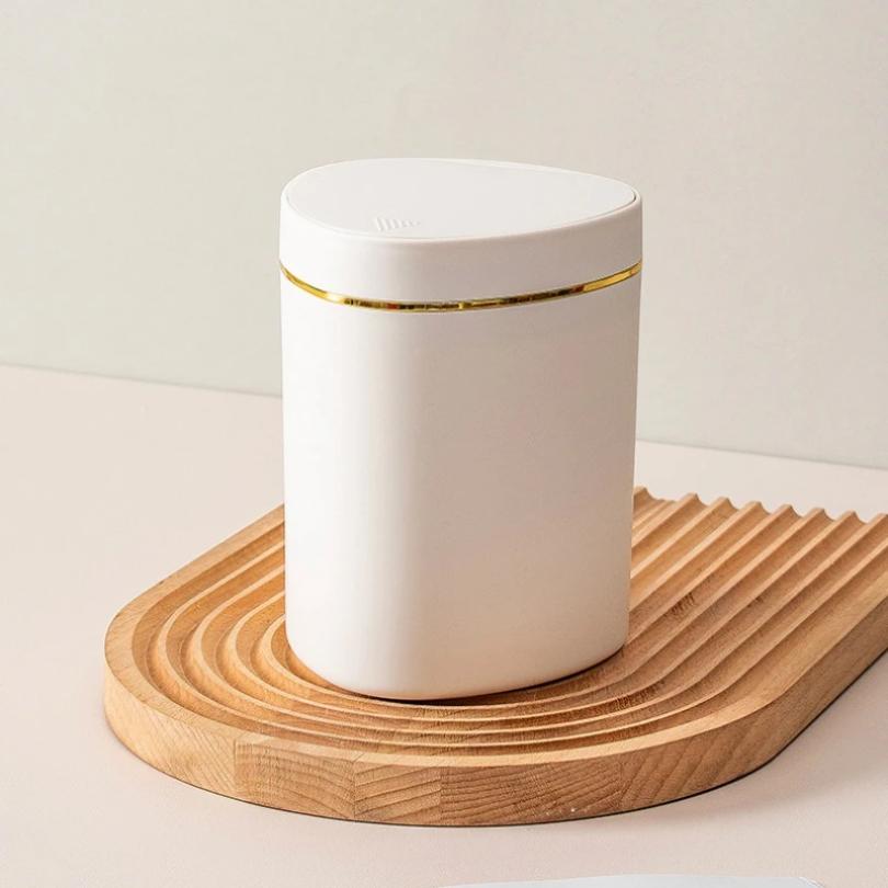 Triangle Desktop Trash Can Pressing Type Garbage Basket Countertop Bedroom Trash Bin Household Bathroom Thicken Rubbish Bin
